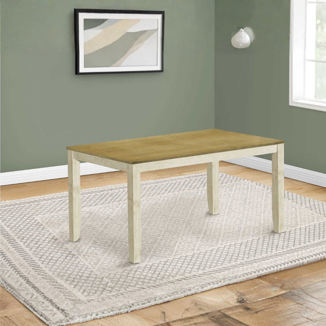 Elmont – Dining Table – Antique White / Light Brown Veneer