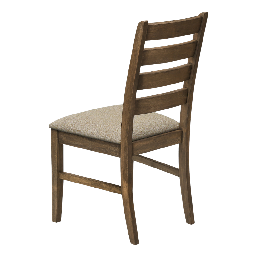 Ladmore – Lot de 2 – Chaises de salle à manger en tissu à dossier échelle – Marron clair