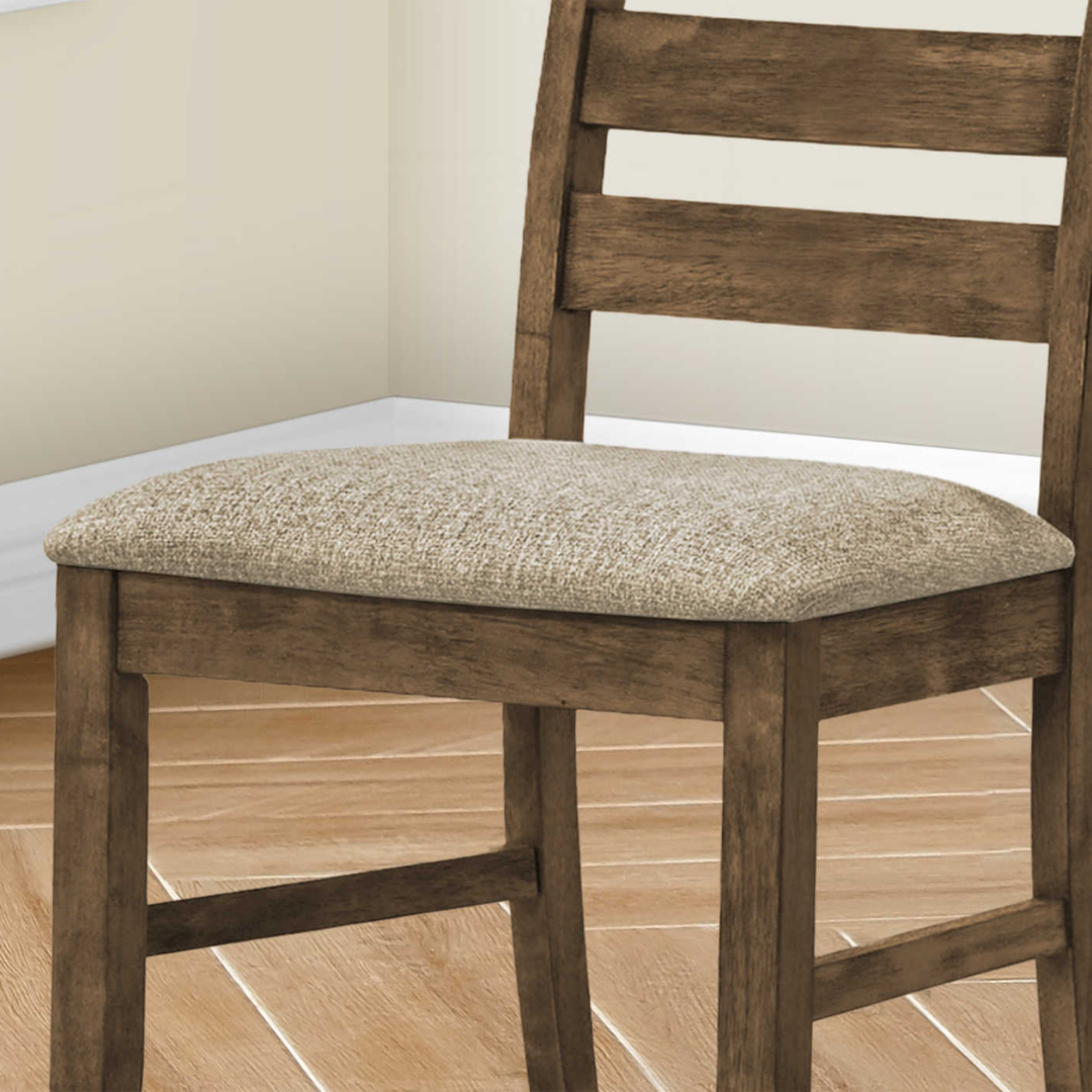 Ladmore – Lot de 2 – Chaises de salle à manger en tissu à dossier échelle – Marron clair