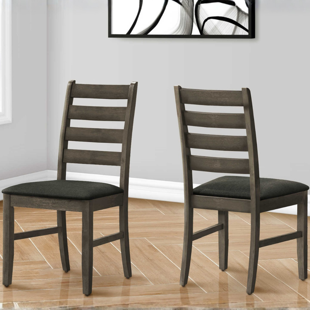 Ensemble de salle à manger Gather – Placage gris antique / Tissu gris foncé