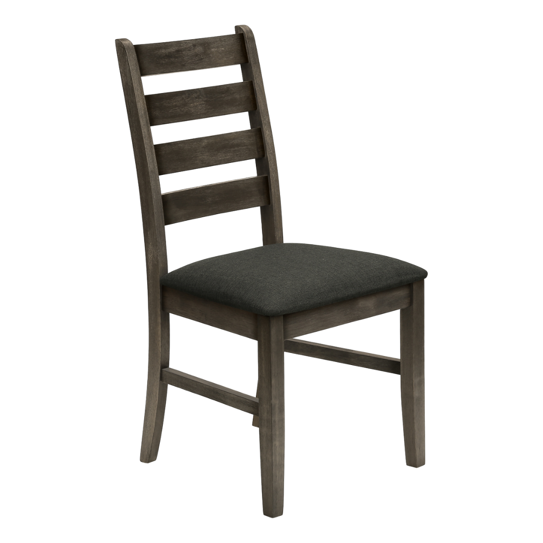 Ladmore – Set of 2 – Ladder-Back Fabric Dining Chair – Dark Grey