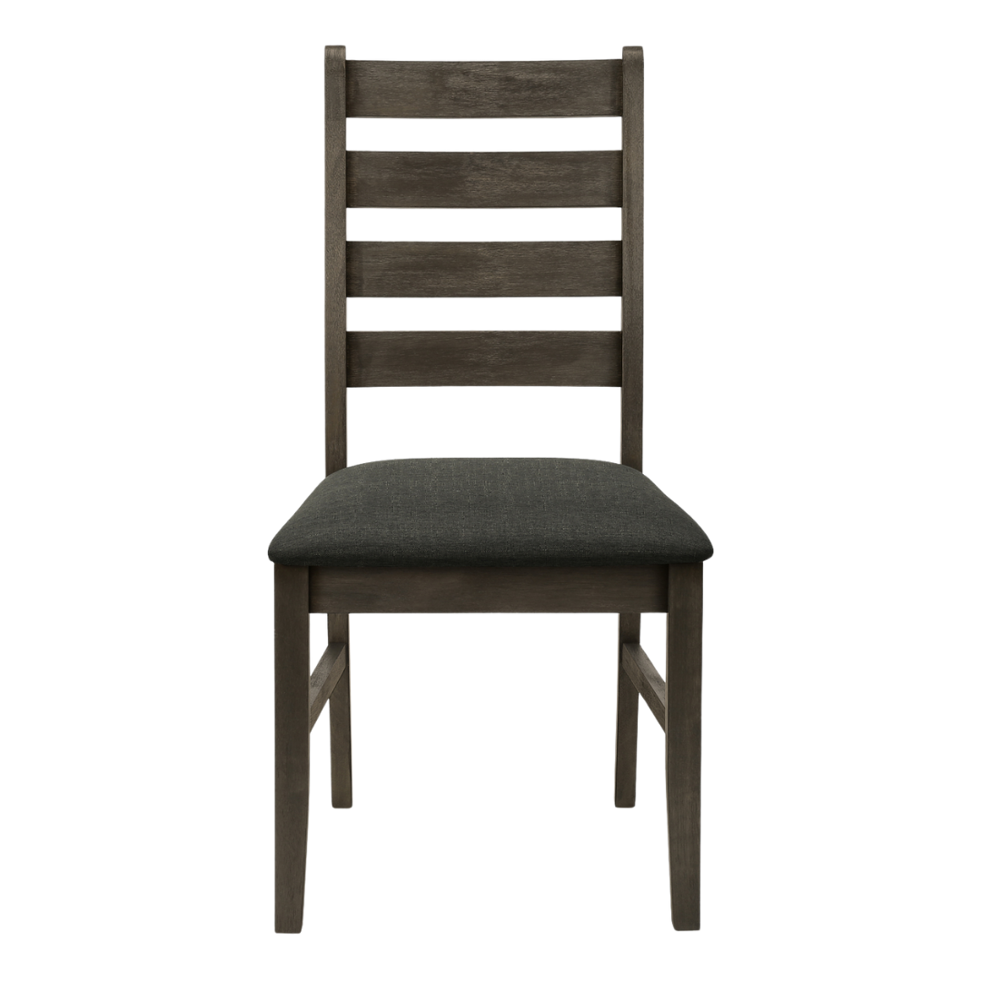 Ladmore – Lot de 2 – Chaises de salle à manger en tissu à dossier échelle – Gris foncé