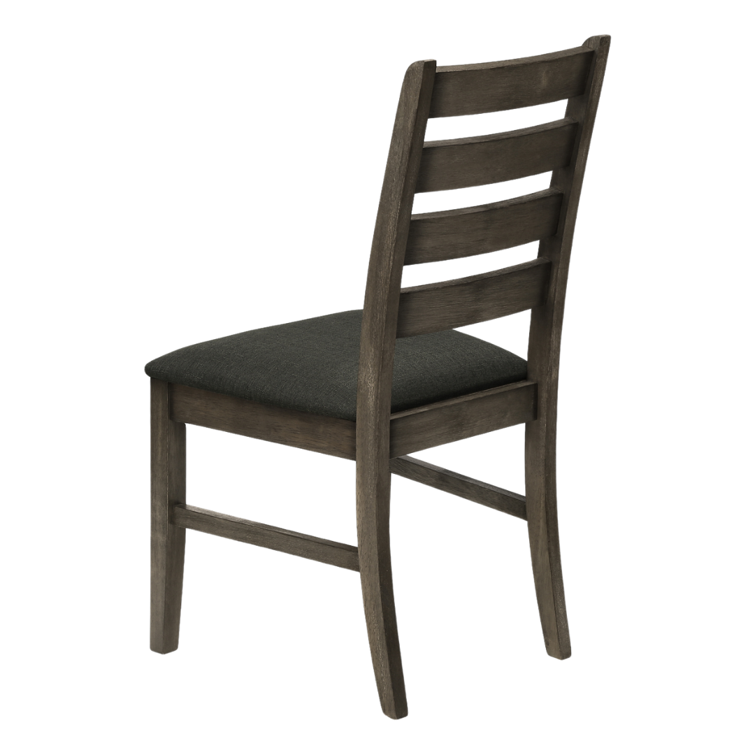Ladmore – Lot de 2 – Chaises de salle à manger en tissu à dossier échelle – Gris foncé