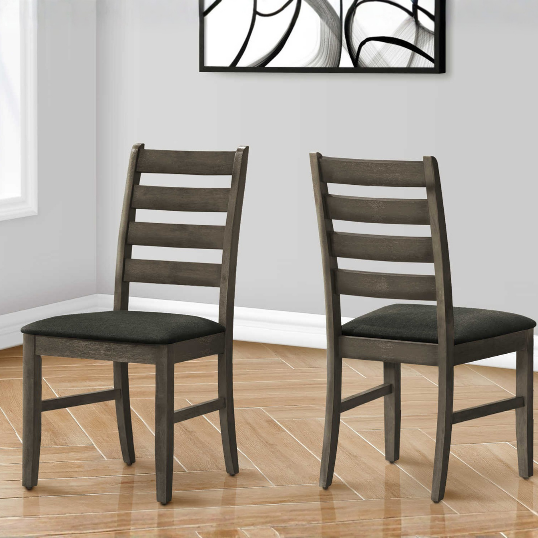 Ensemble de salle à manger Gather – Placage gris antique / Tissu gris foncé