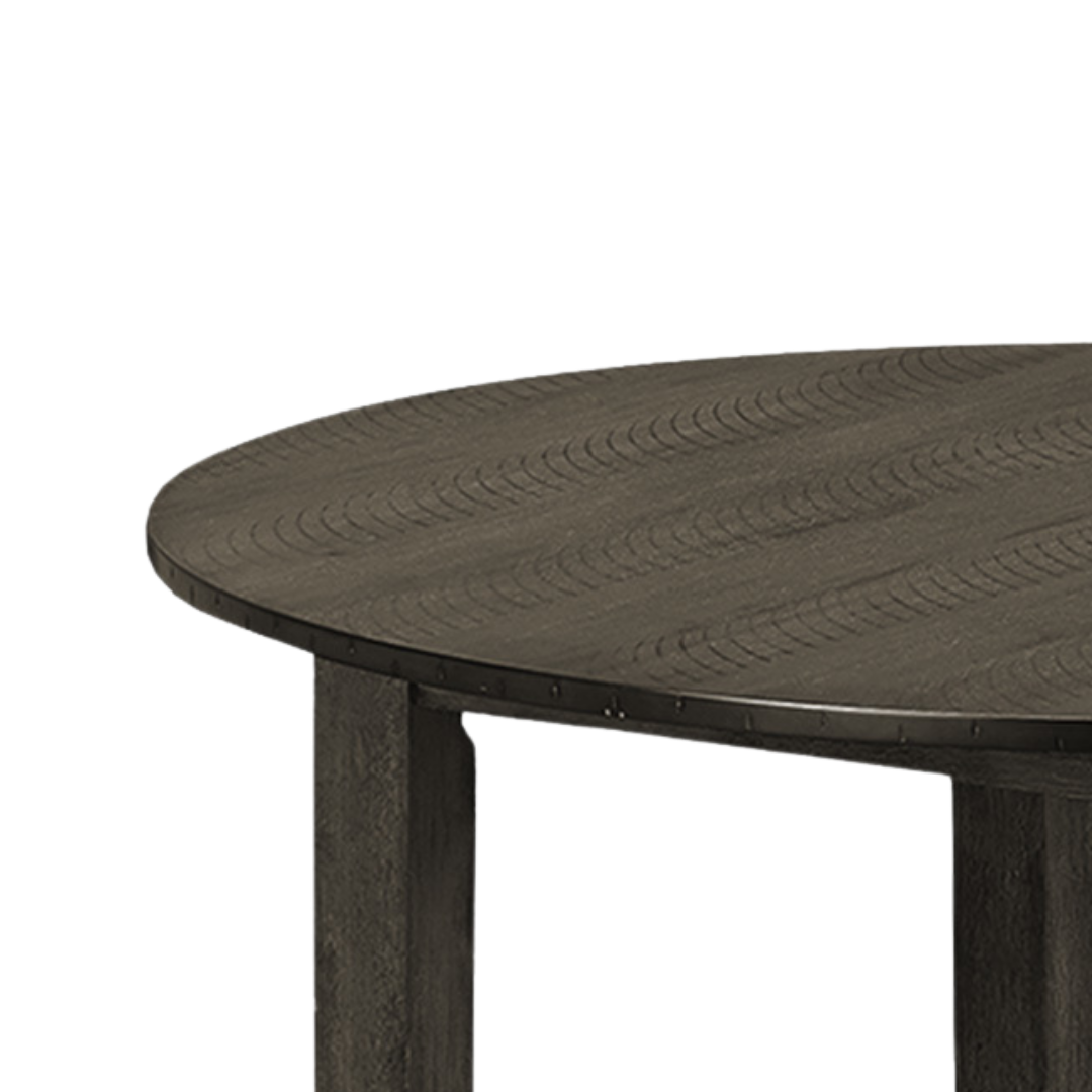 Eldrin – Table de salle à manger ronde – Placage gris antique