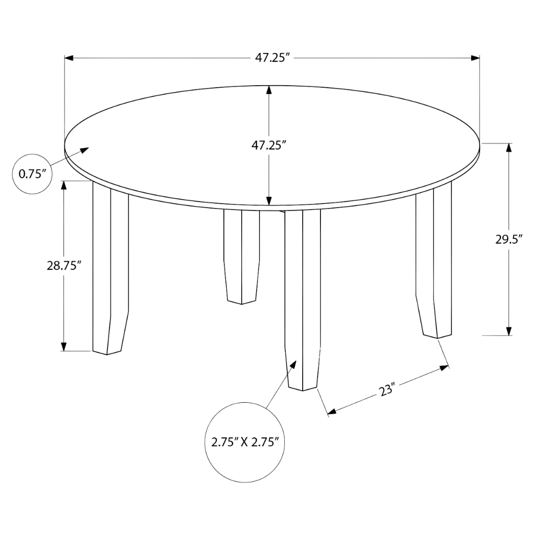 Eldrin – Table de salle à manger ronde – Placage gris antique