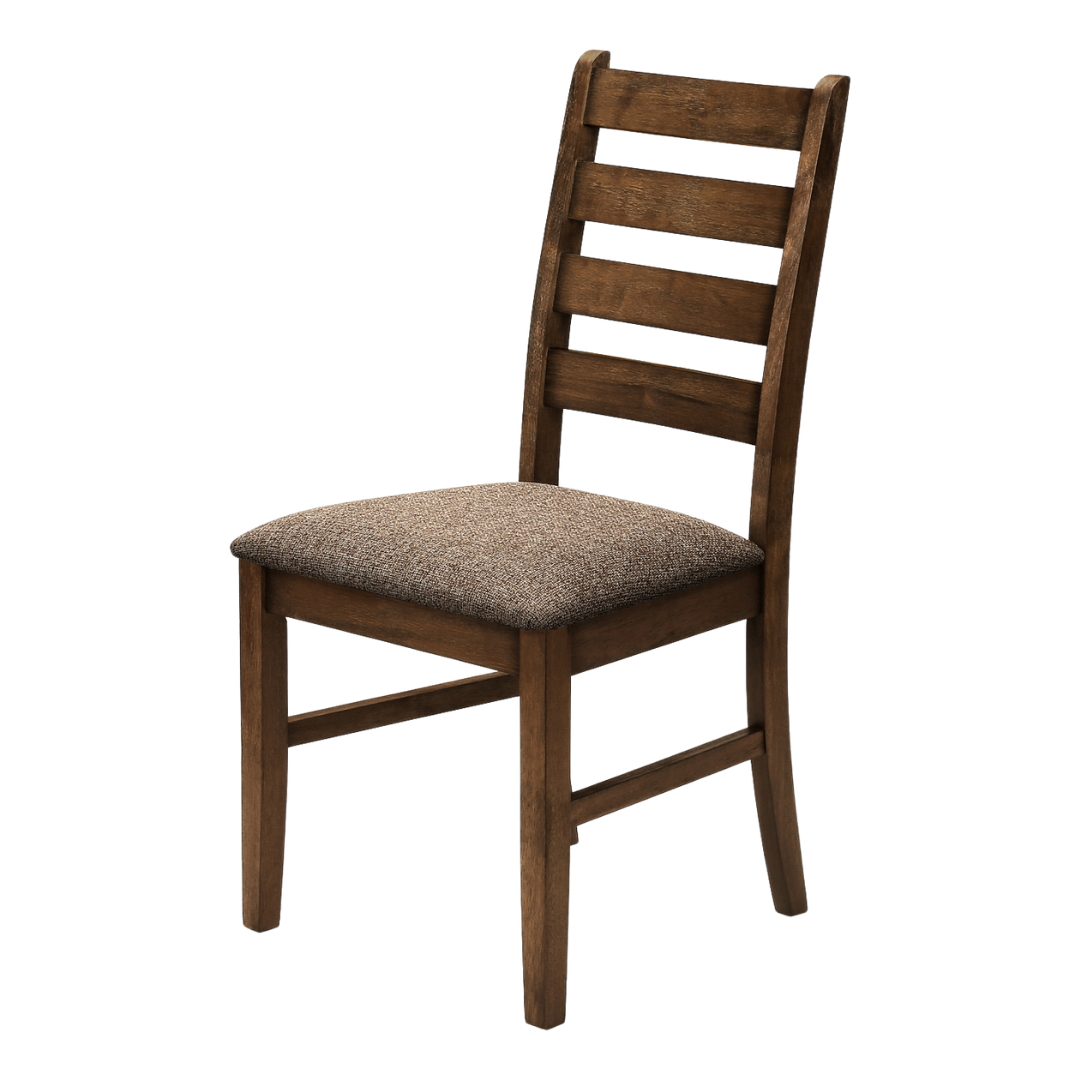 Comforta – Ensemble de salle à manger – Placage cerisier antique / Tissu marron