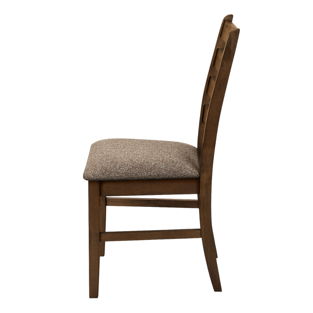 Ladmore – Lot de 2 – Chaises de salle à manger en tissu à dossier échelle – Marron