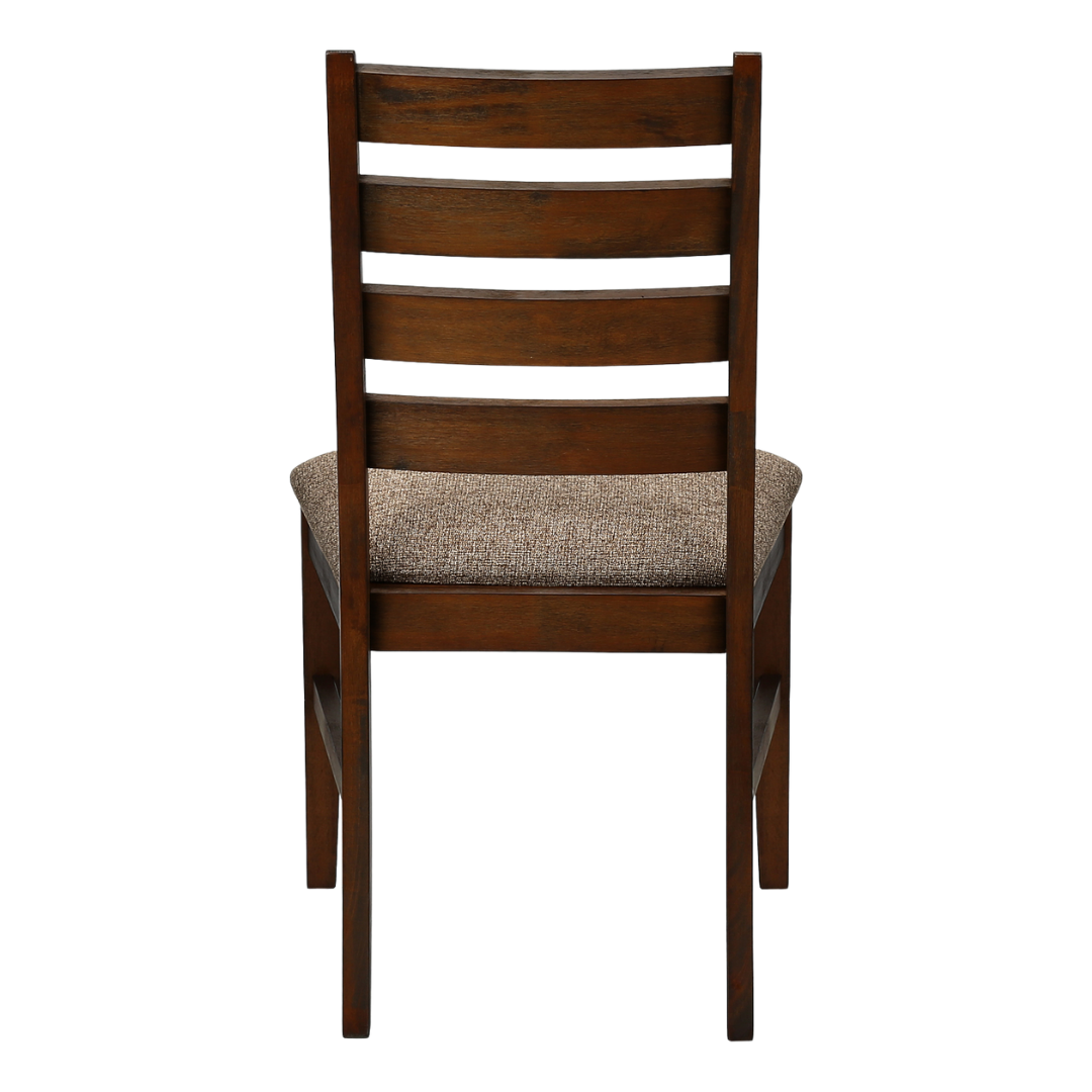 Ladmore – Lot de 2 – Chaises de salle à manger en tissu à dossier échelle – Marron