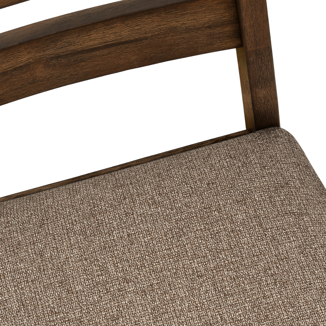 Ladmore – Lot de 2 – Chaises de salle à manger en tissu à dossier échelle – Marron