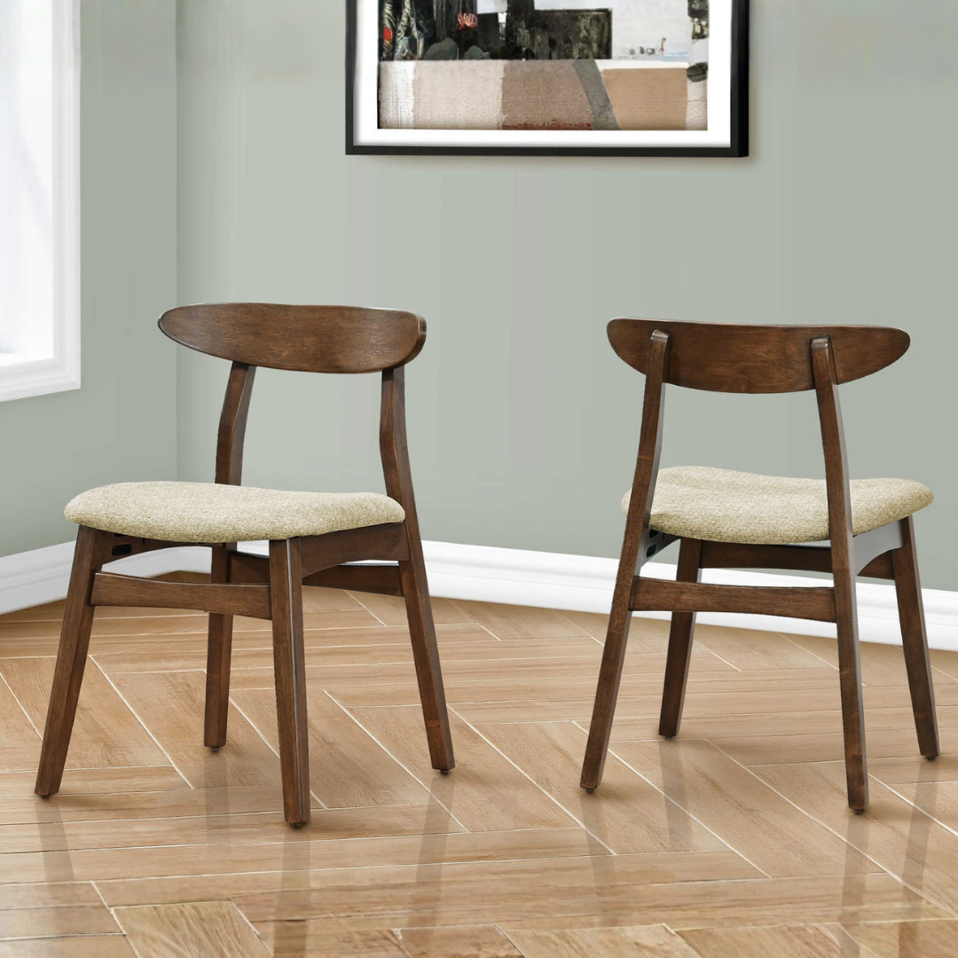 Soren – Ensemble de salle à manger – Noyer foncé / Tissu sable