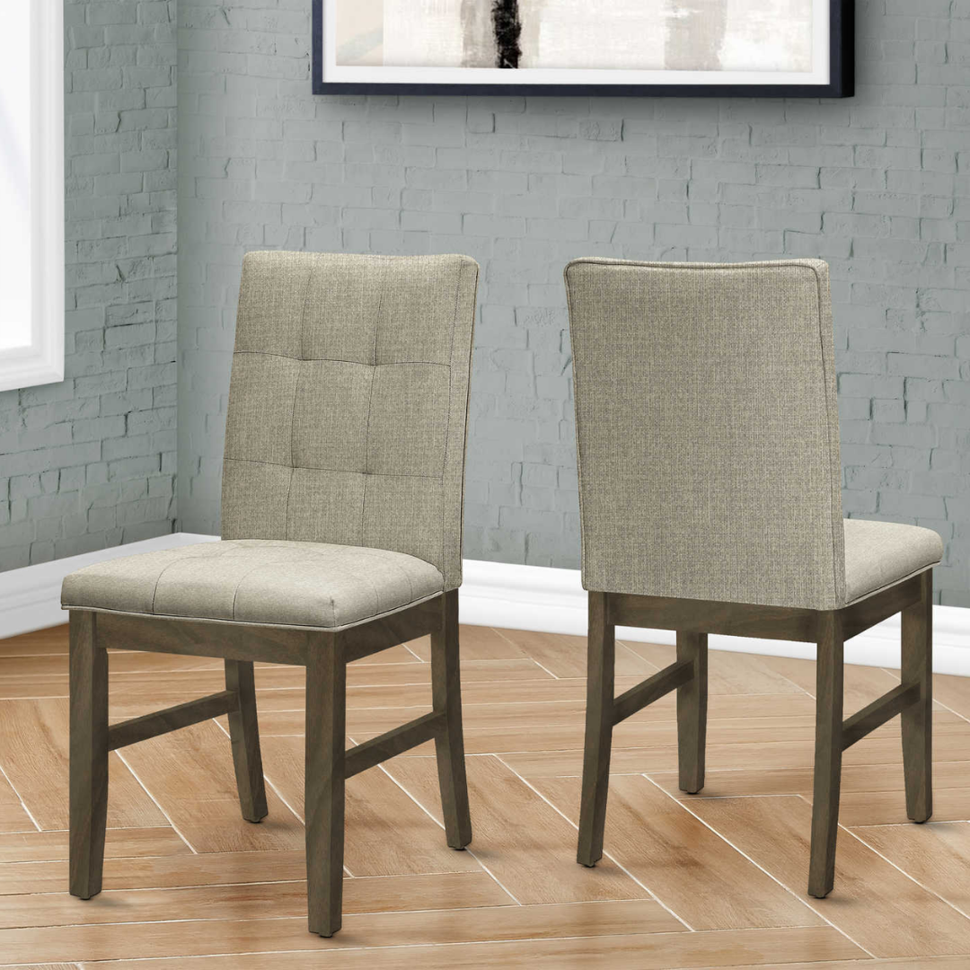 Ensemble de salle à manger Runa – Placage gris / Tissu marron