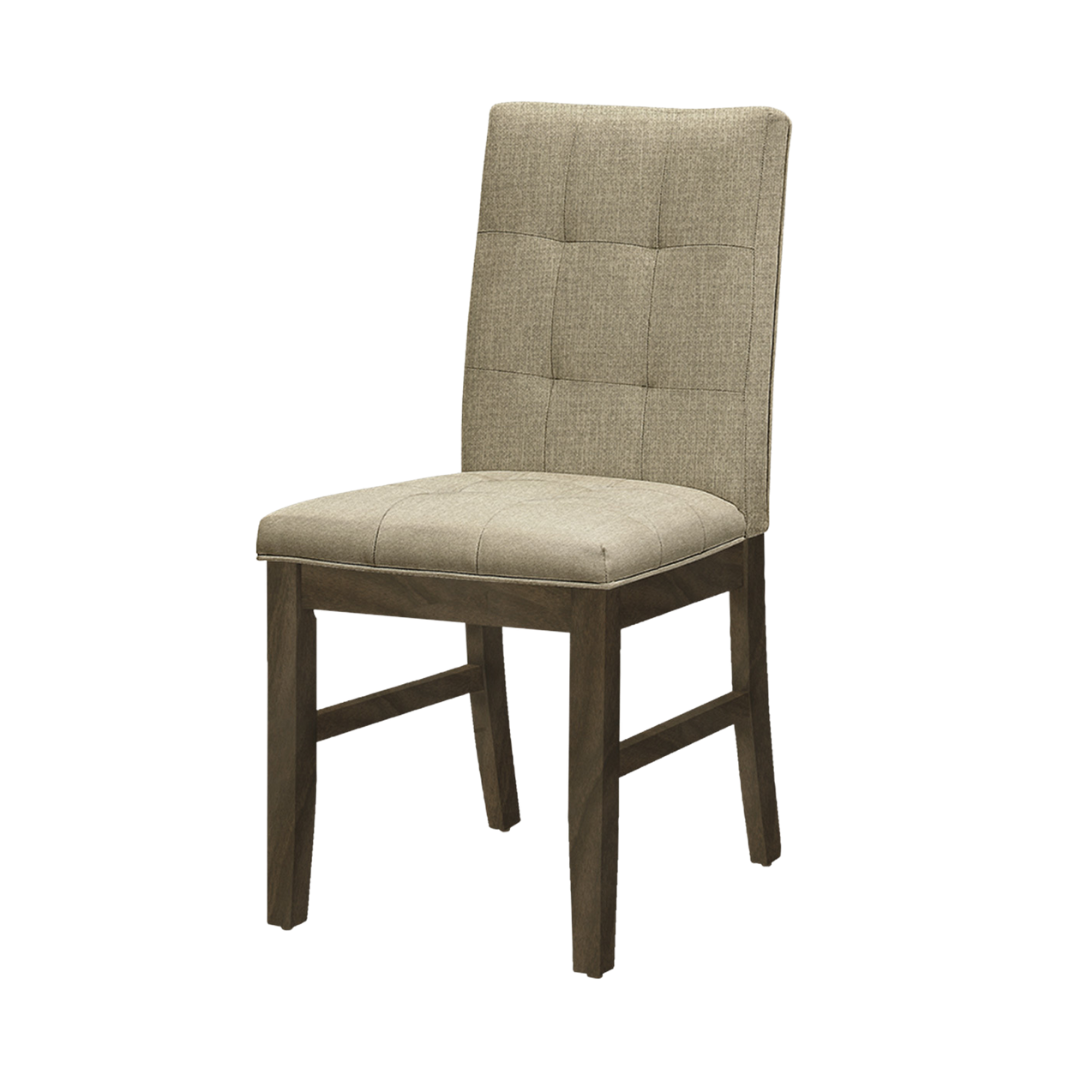 Ensemble de salle à manger Runa – Placage gris / Tissu marron