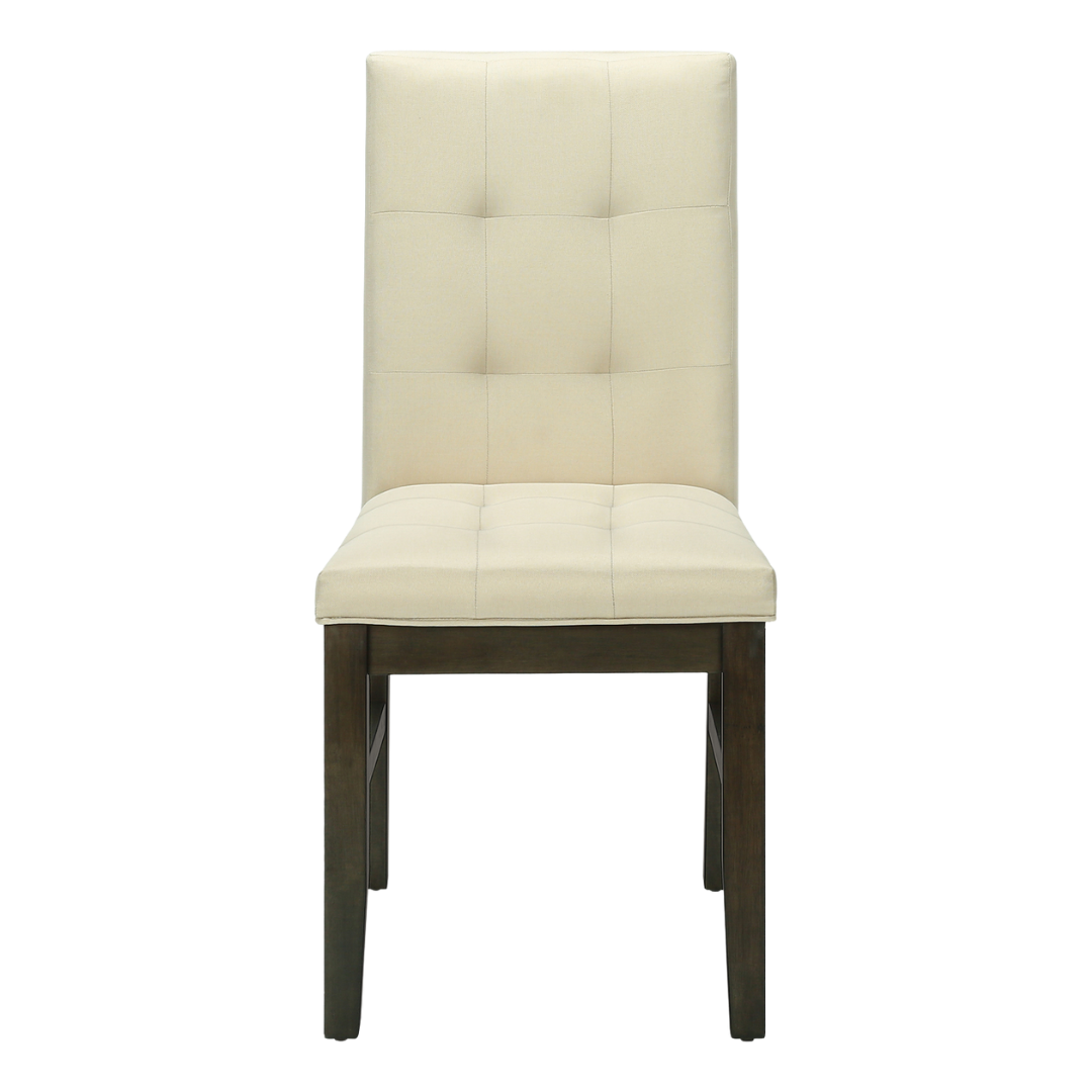 Haventon – Lot de 2 – Chaises de salle à manger en tissu capitonné – Crème