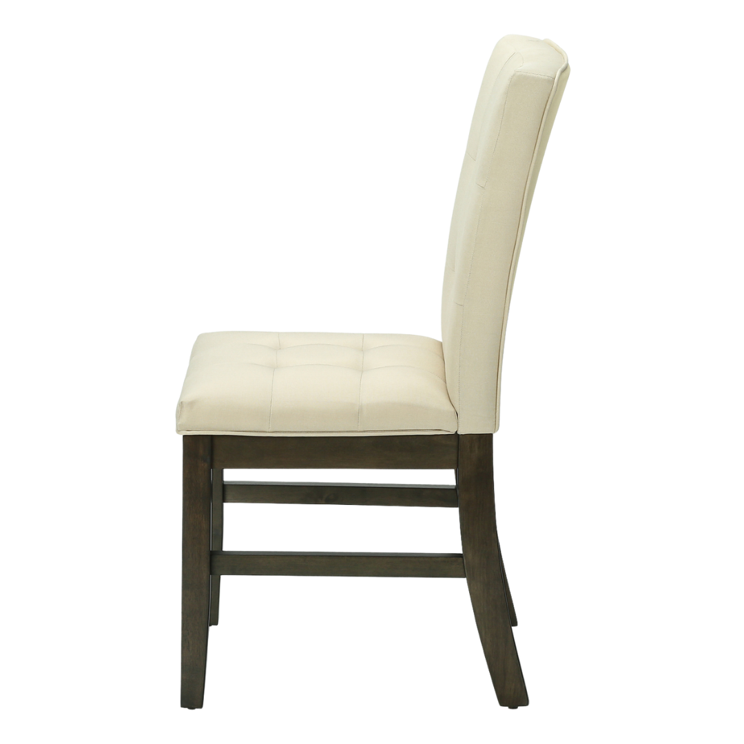 Haventon – Lot de 2 – Chaises de salle à manger en tissu capitonné – Crème