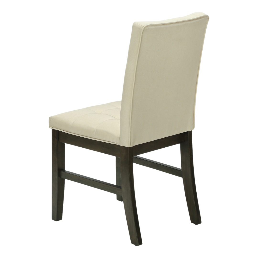 Haventon – Lot de 2 – Chaises de salle à manger en tissu capitonné – Crème