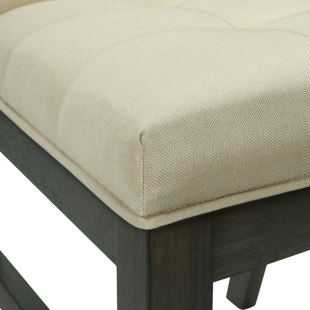 Haventon – Lot de 2 – Chaises de salle à manger en tissu capitonné – Crème