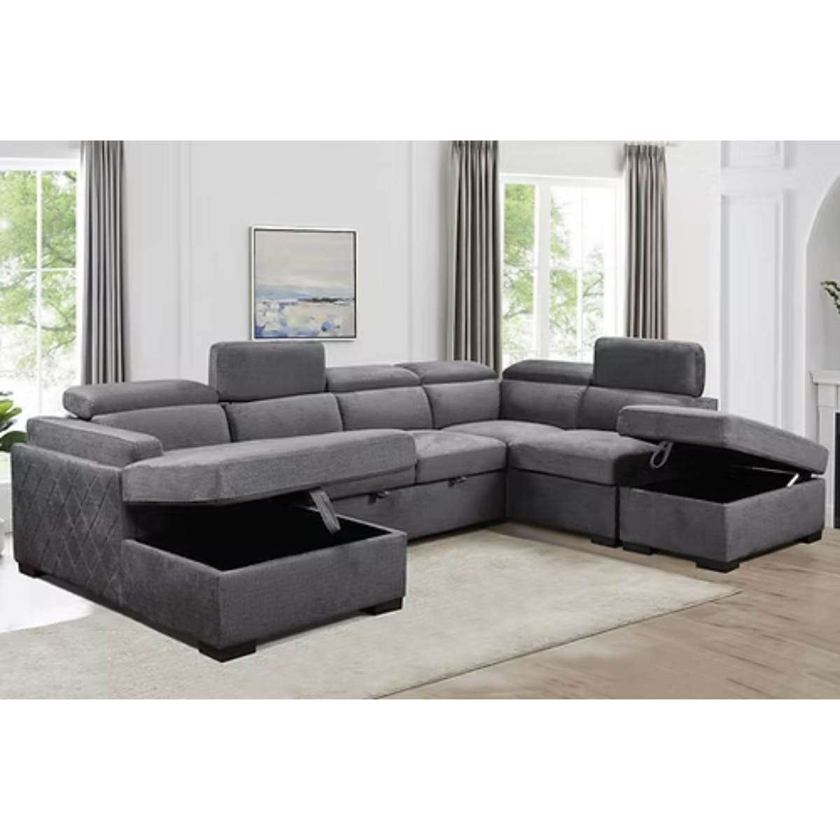 IF-9090 LHF Sofa Bed Sectional with Adjustable Headrests