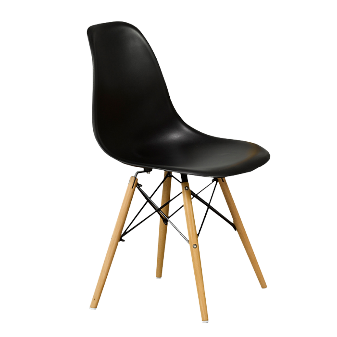 Valencia – Dining Set – White Lacquer / Black Polypropylene