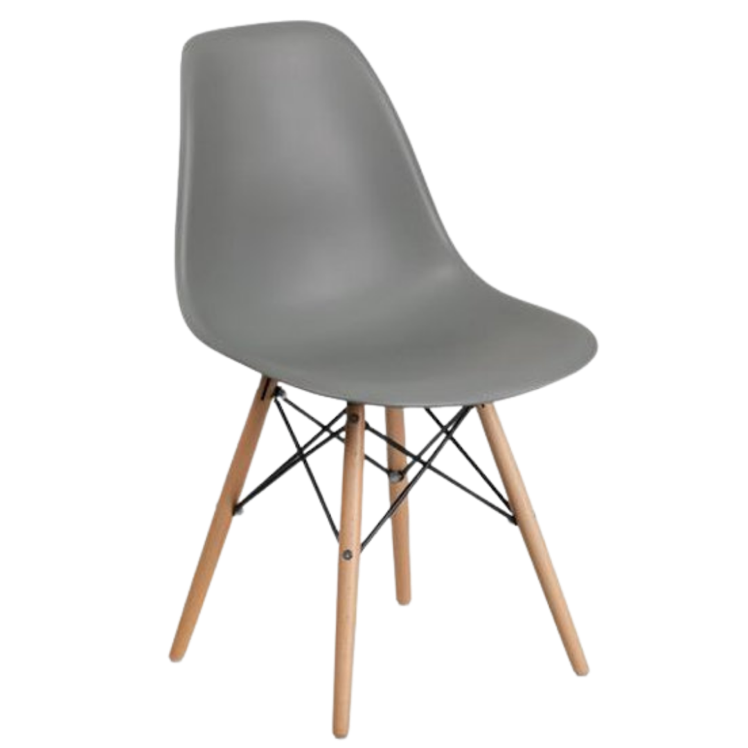 Valencia – Dining Set – White Lacquer / Grey Polypropylene