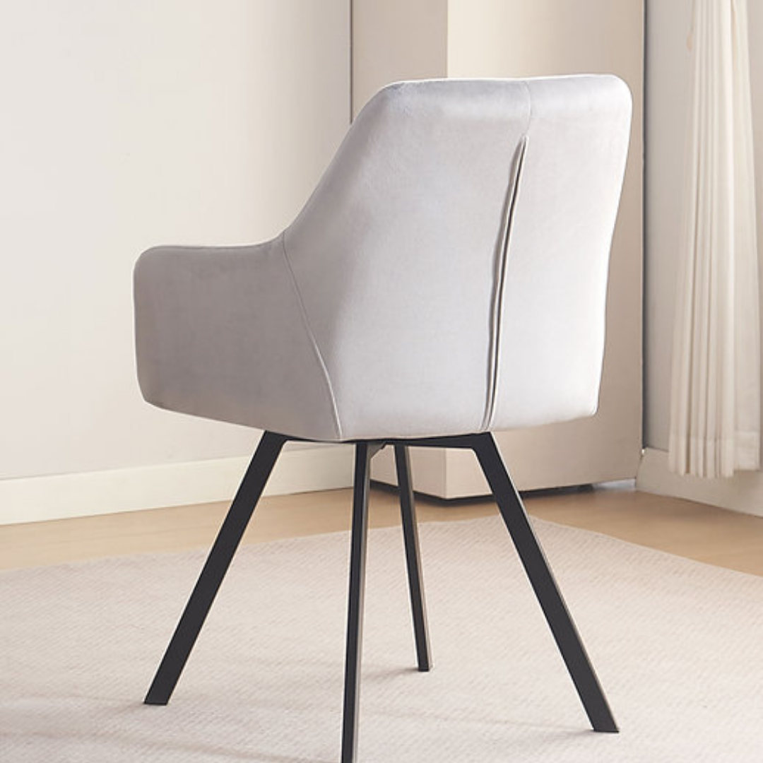 Roma – Dining Set – White Marble Look / Light Grey Velvet