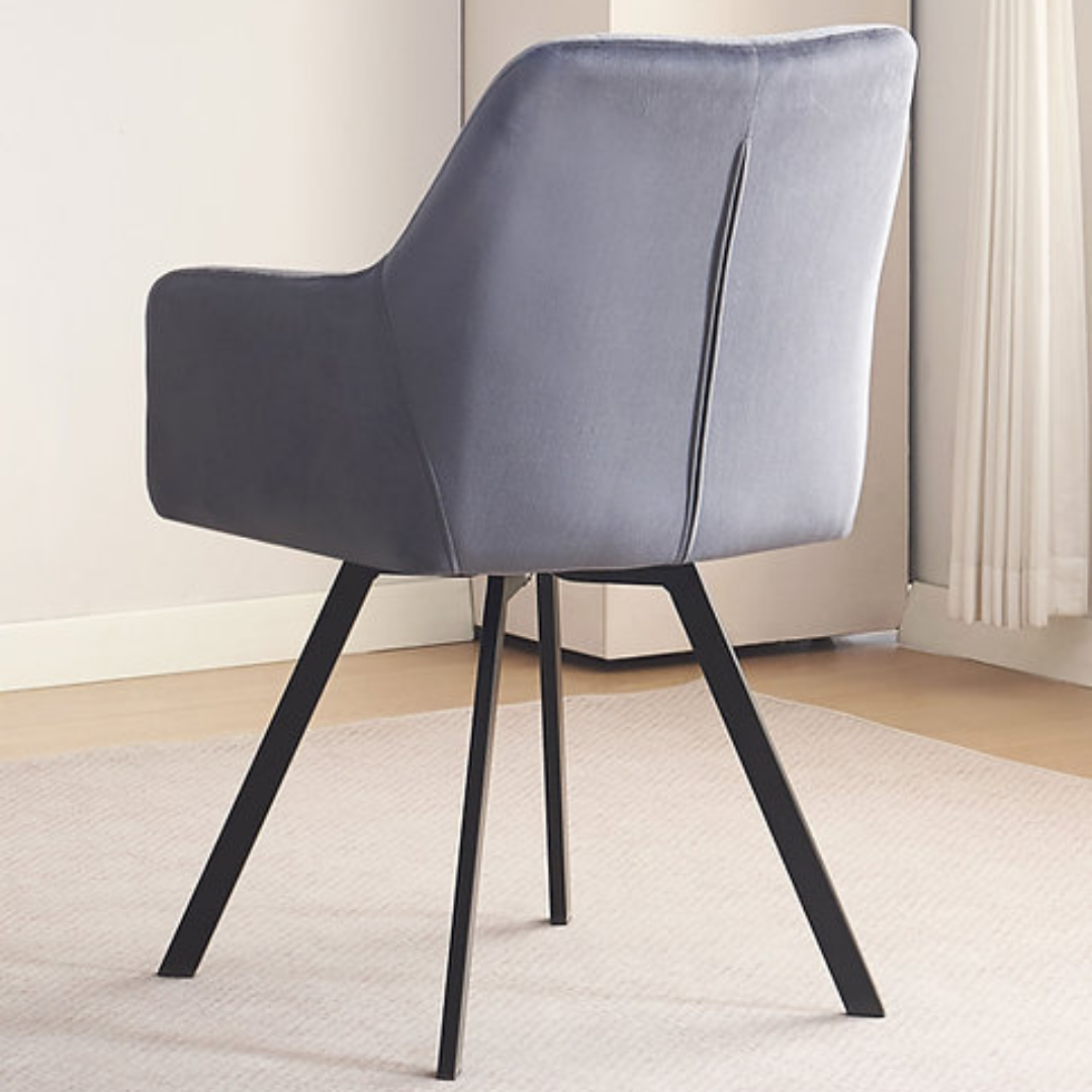 Roma – Dining Set – White Marble Look / Dark Grey Velvet