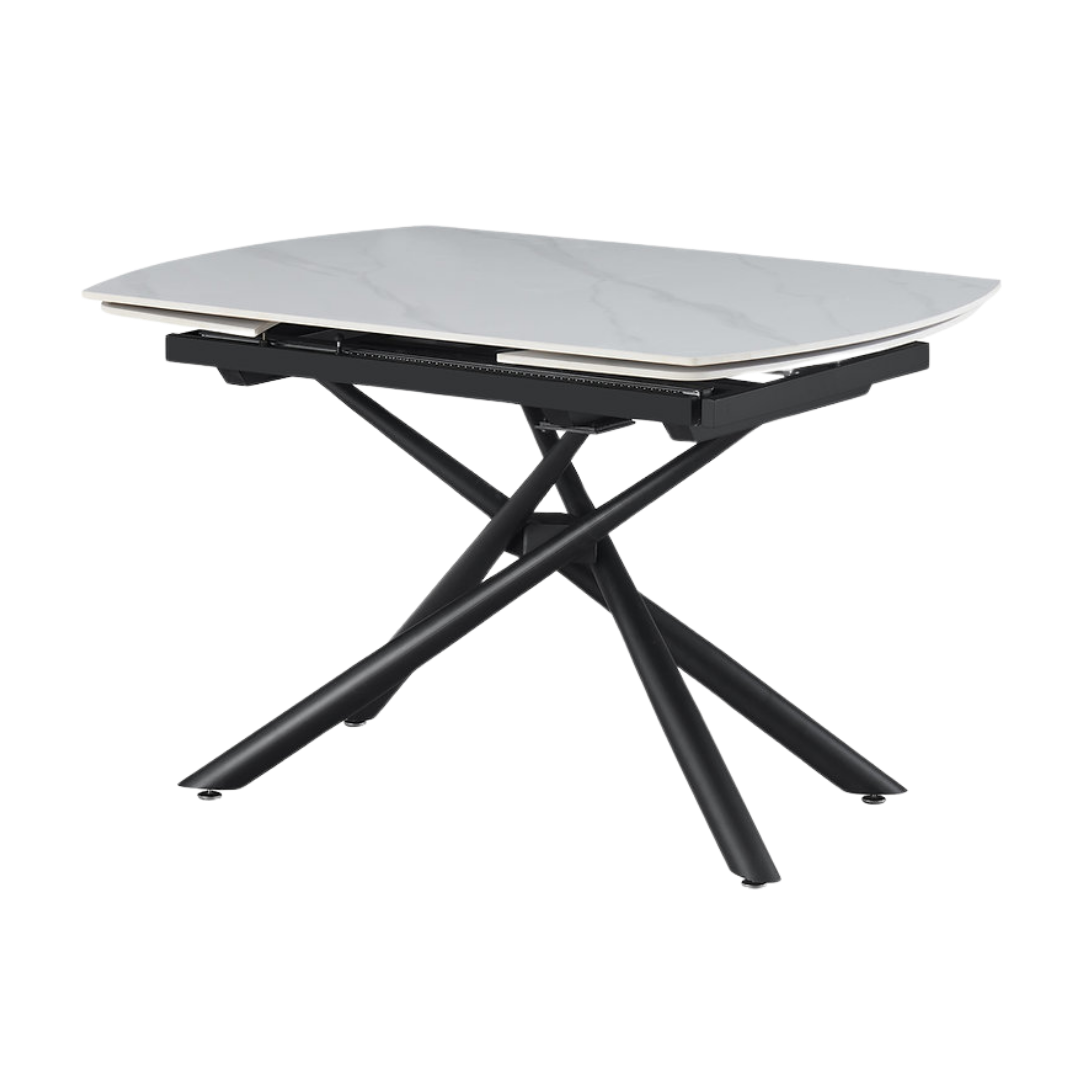 Firenze – Ensemble de salle à manger – Aspect marbre blanc / PU gris