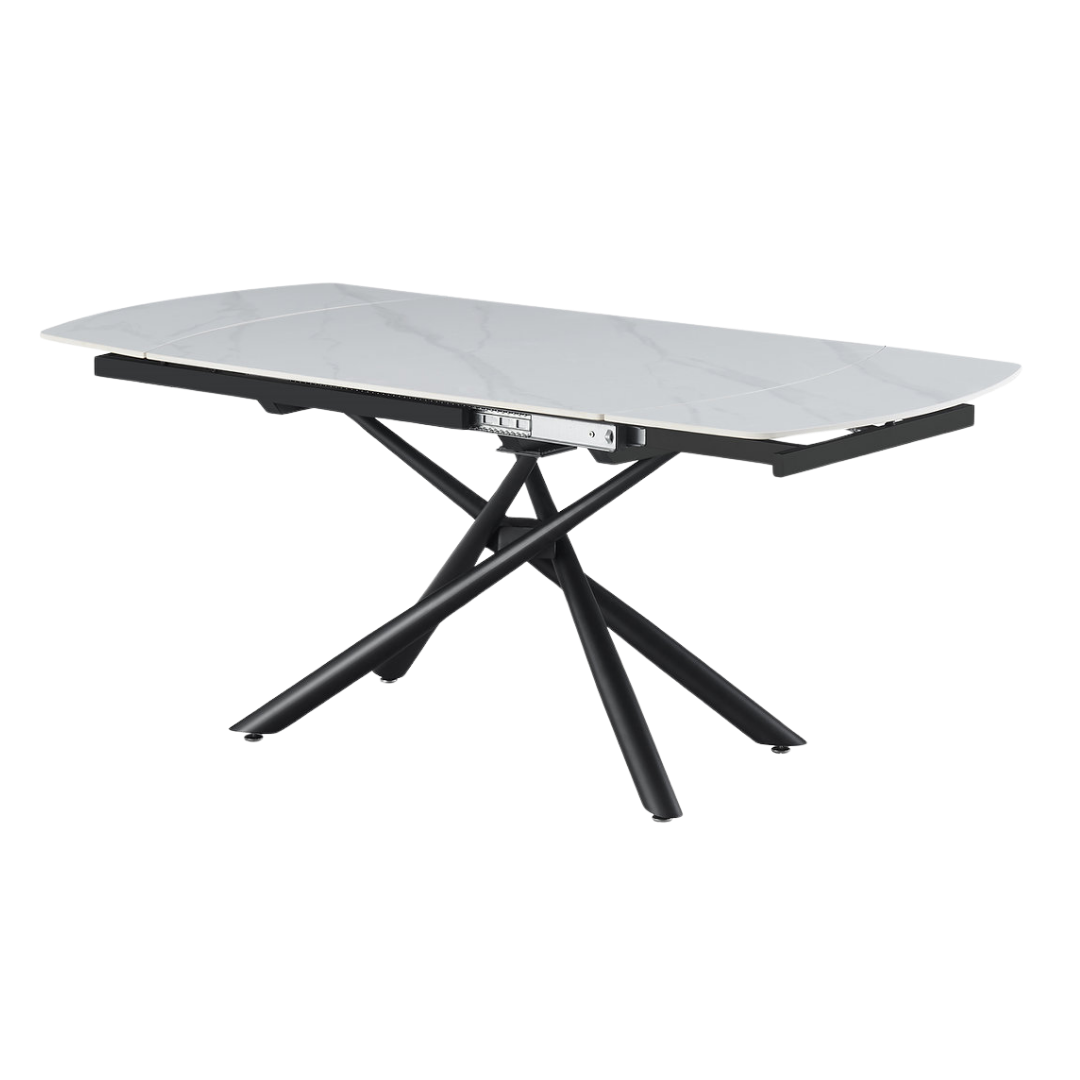 Firenze – Ensemble de salle à manger – Aspect marbre blanc / PU gris