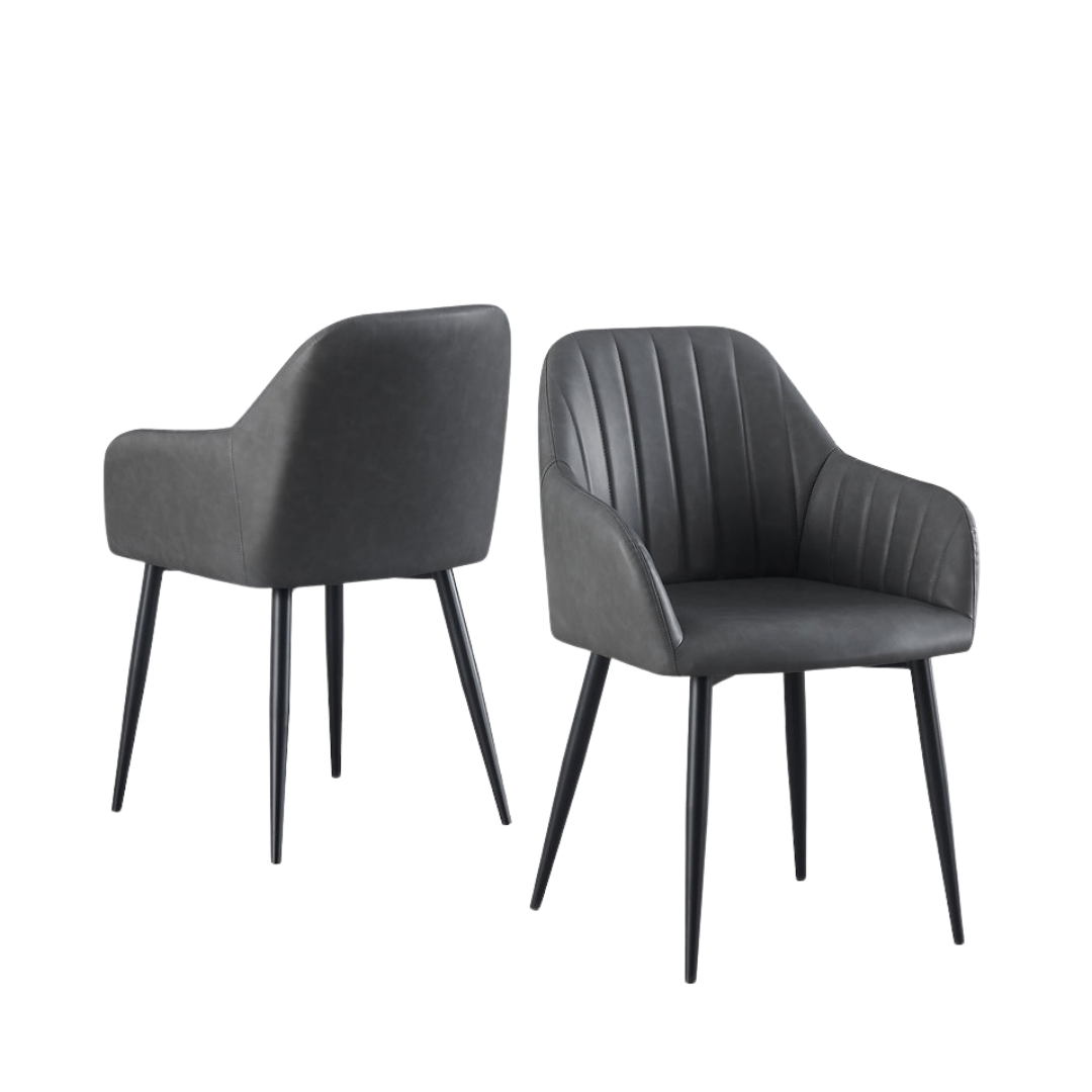 Firenze – Ensemble de salle à manger – Aspect marbre blanc / PU gris