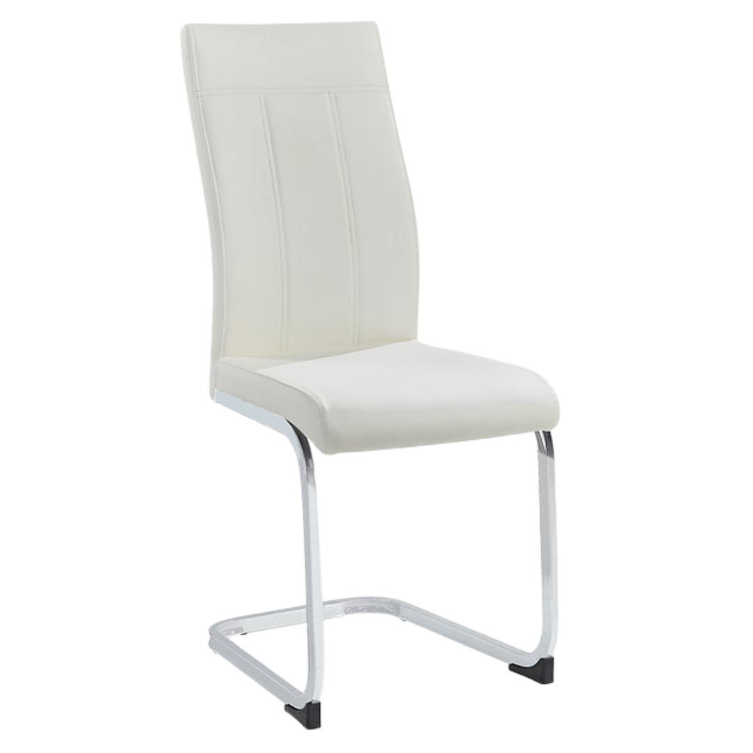 Astoria – Ensemble de salle à manger – Verre marbré blanc / PU blanc