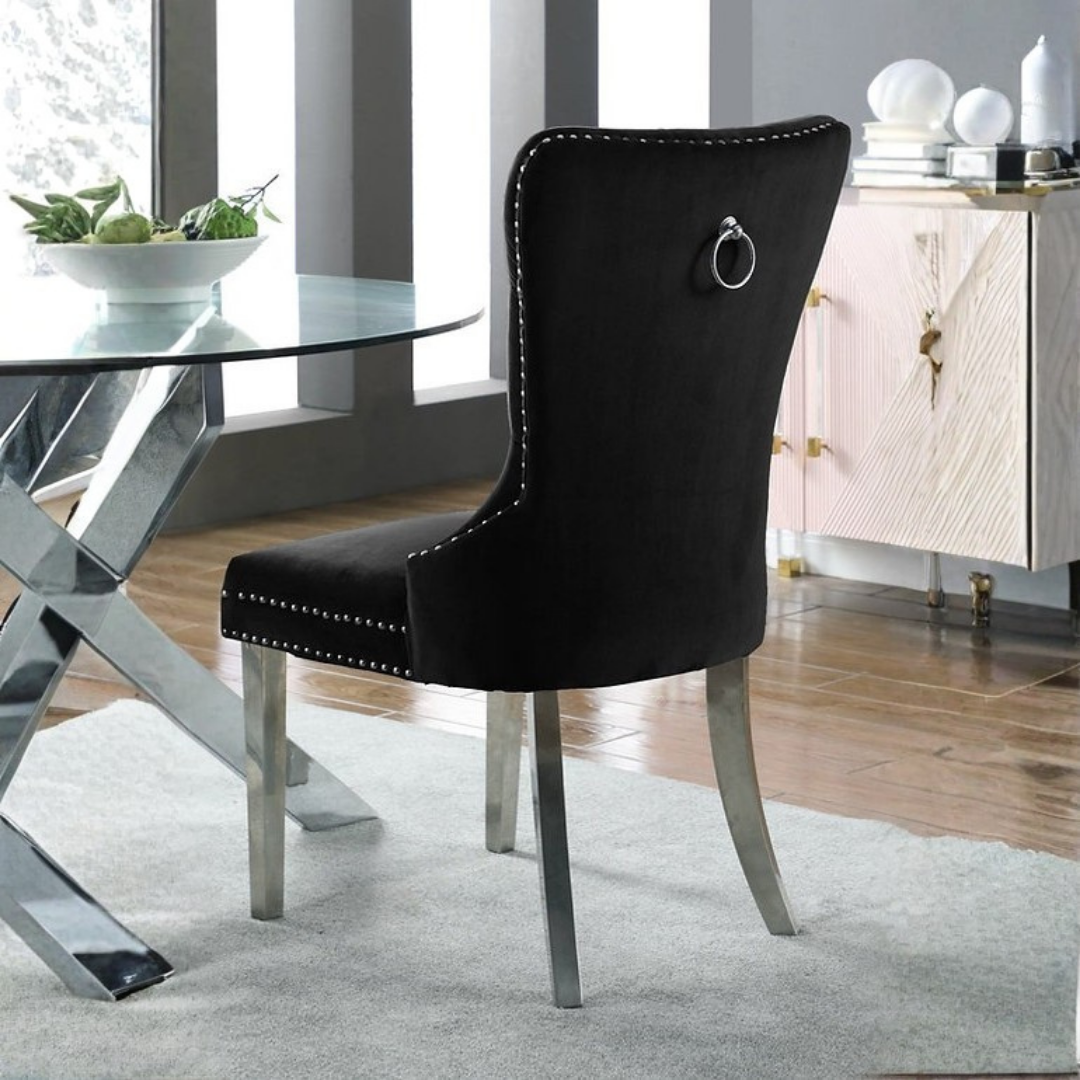 Windsor – Ensemble de salle à manger – Verre transparent / Velours noir