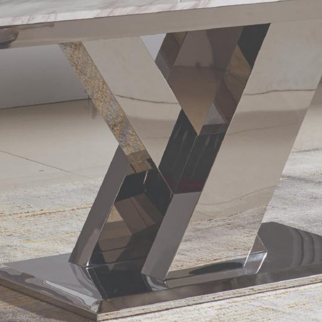 Leya – Dining Table – Marble Look / Chrome Base