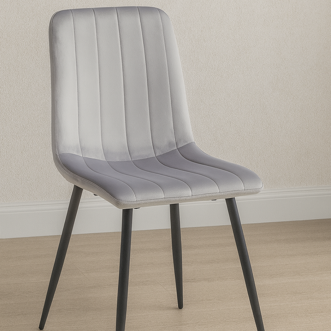Velstria – Lot de 6 – Chaises de salle à manger en velours – Gris clair
