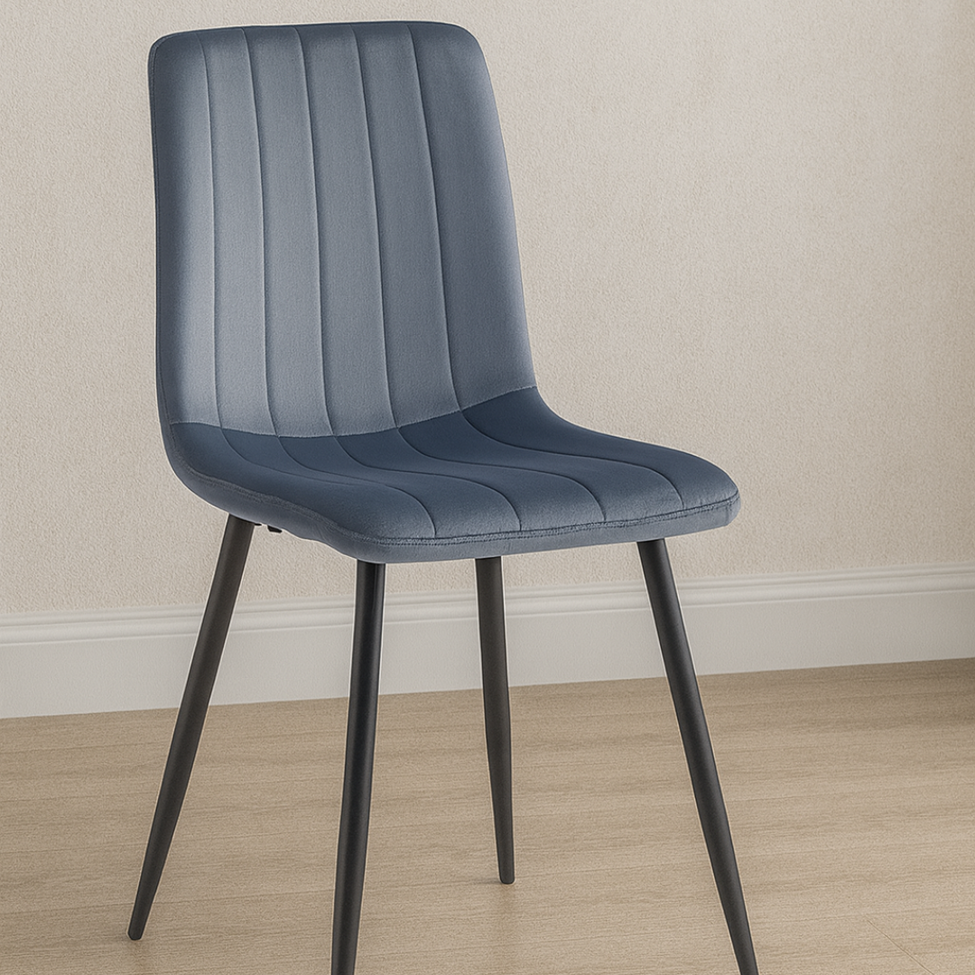 Velstria – Lot de 6 – Chaises de salle à manger en velours – Gris foncé