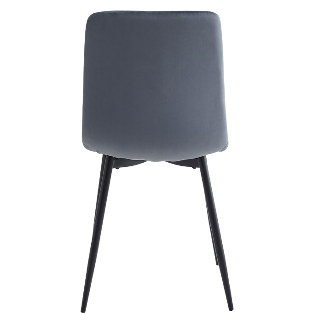 Velstria – Lot de 6 – Chaises de salle à manger en velours – Gris foncé