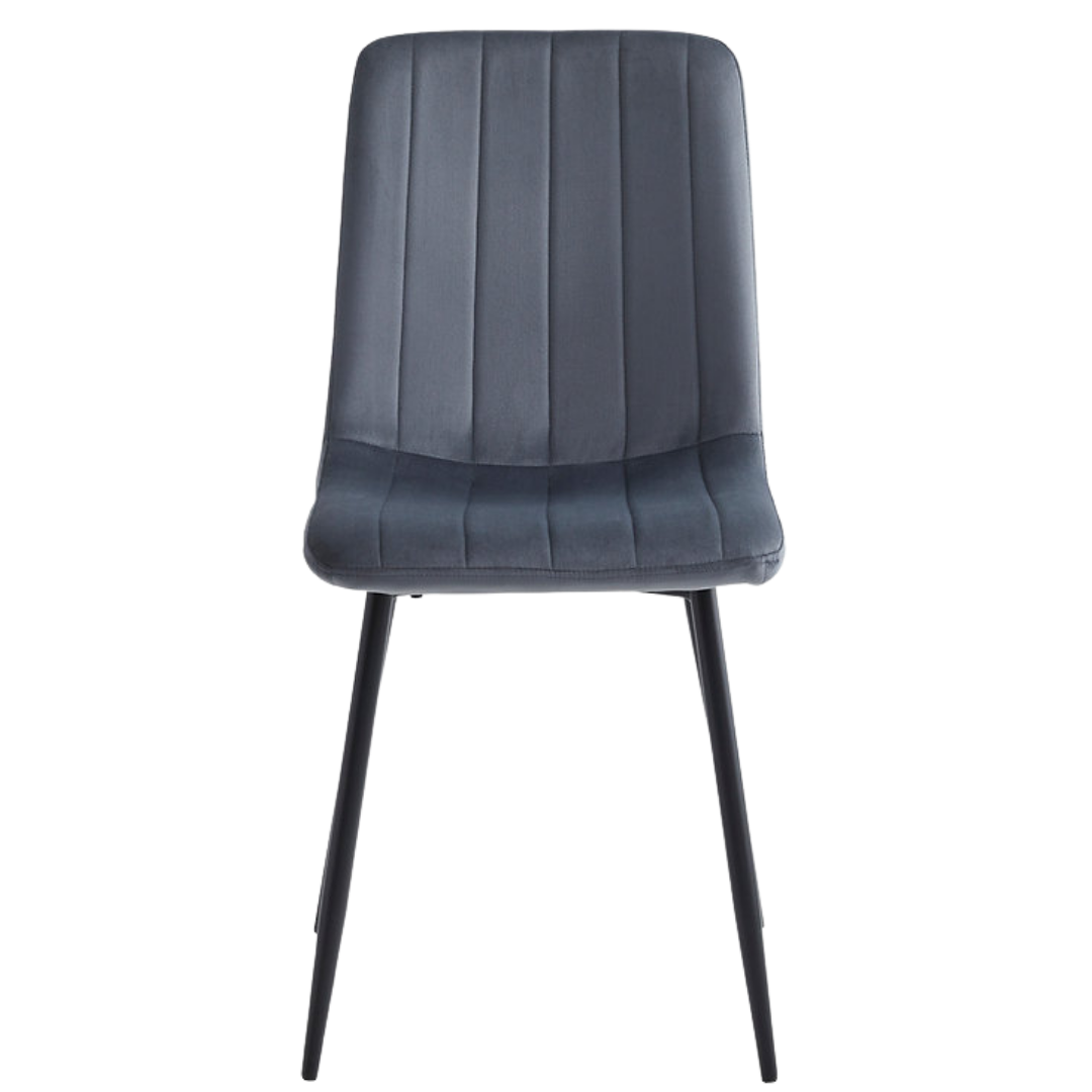 Velstria – Lot de 6 – Chaises de salle à manger en velours – Gris foncé