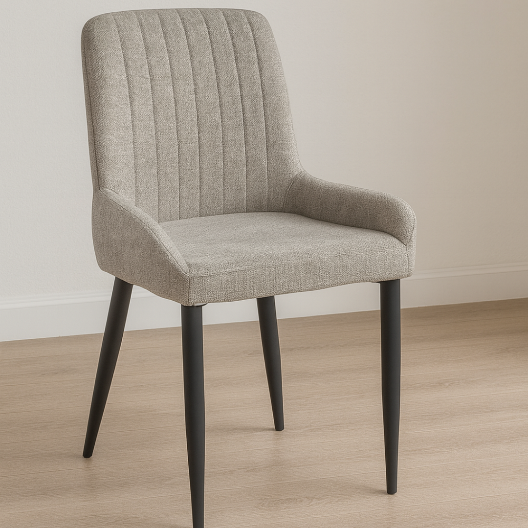 Stravela – Lot de 2 – Chaises de salle à manger en tissu – Gris/Beige
