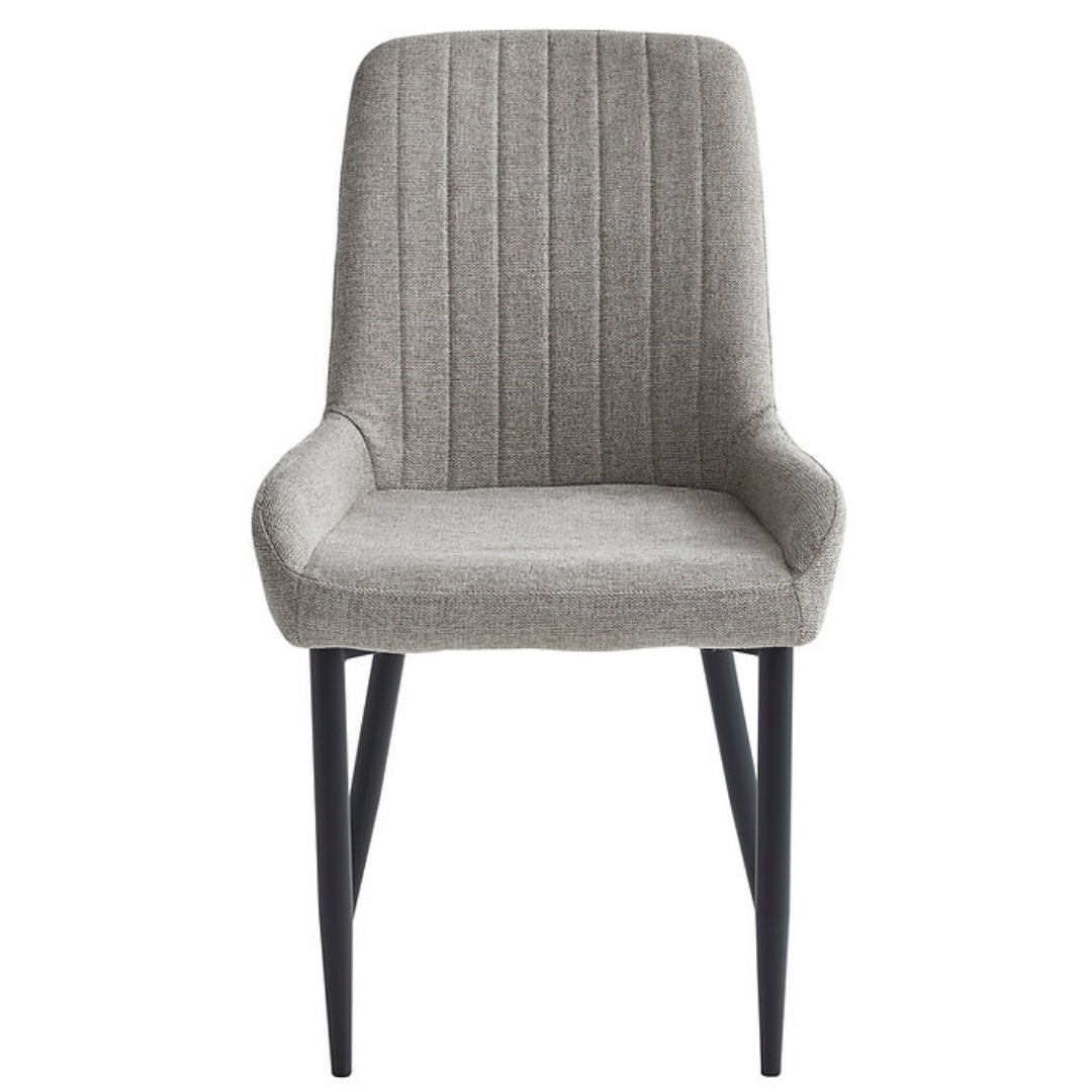 Stravela – Lot de 2 – Chaises de salle à manger en tissu – Gris/Beige