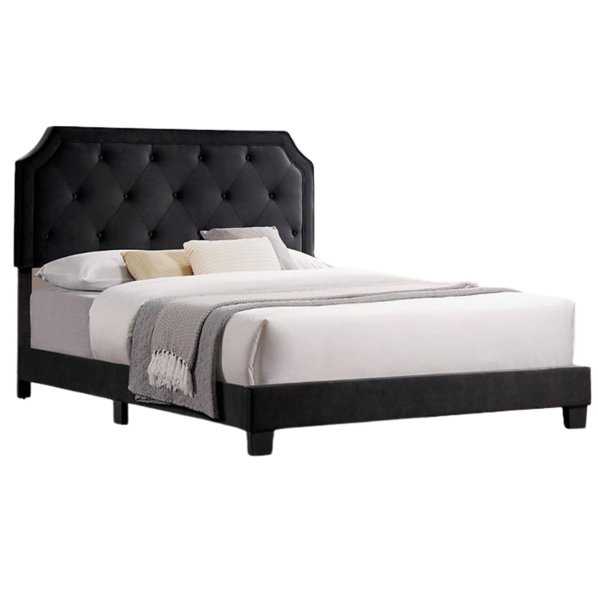 Lit double - Lit plateforme en velours noir 5613