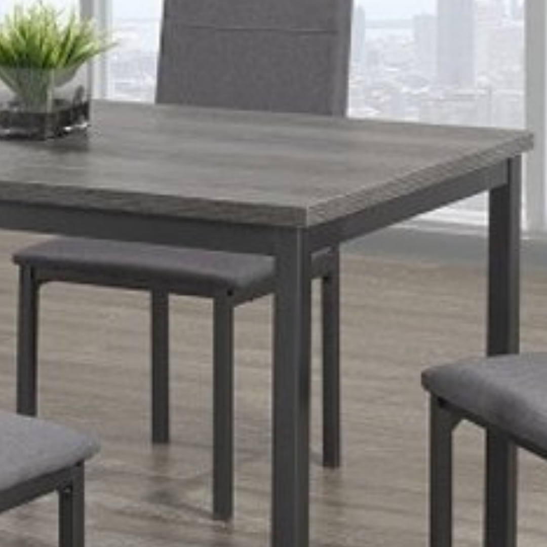 Bergen – Ensemble de salle à manger – Aspect bois gris / Tissu gris