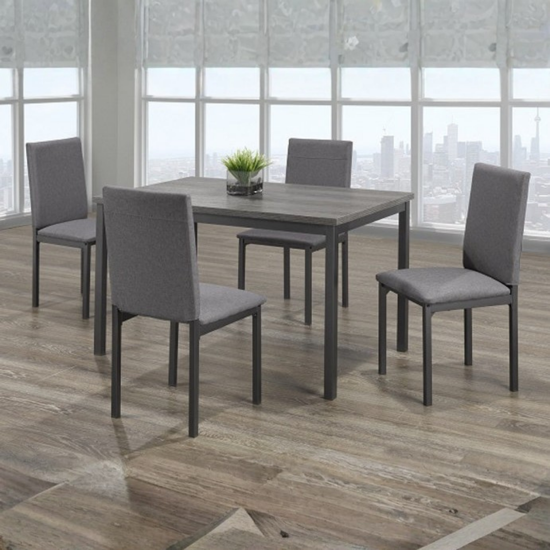 Bergen – Dining Set – Grey Wood Look / Grey Fabric