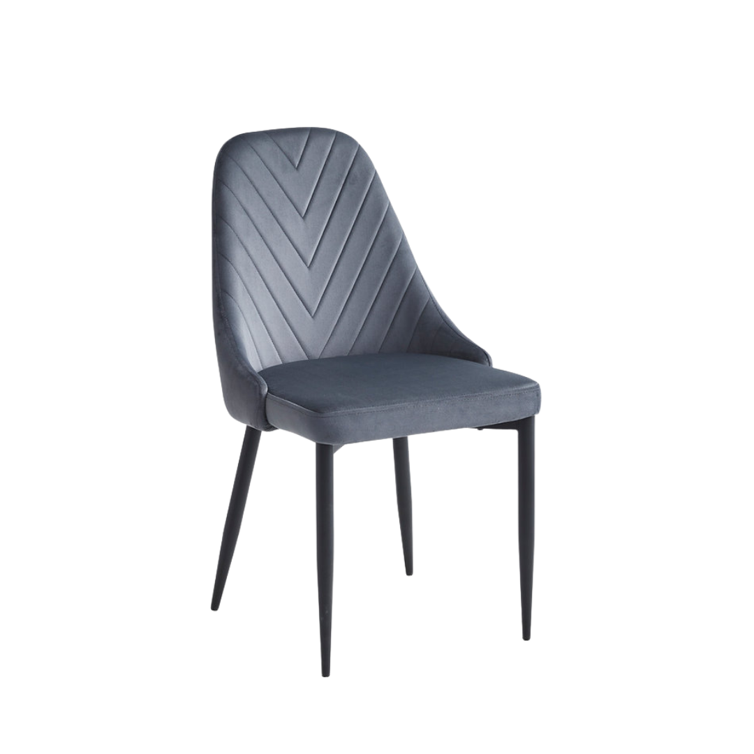 Vertex – Dining Set – White Marble Look / Dark Grey Velvet