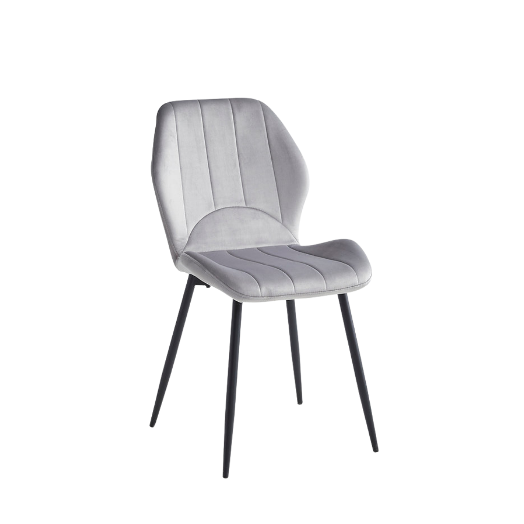 Vertex – Ensemble de salle à manger – Aspect marbre blanc / Velours gris clair