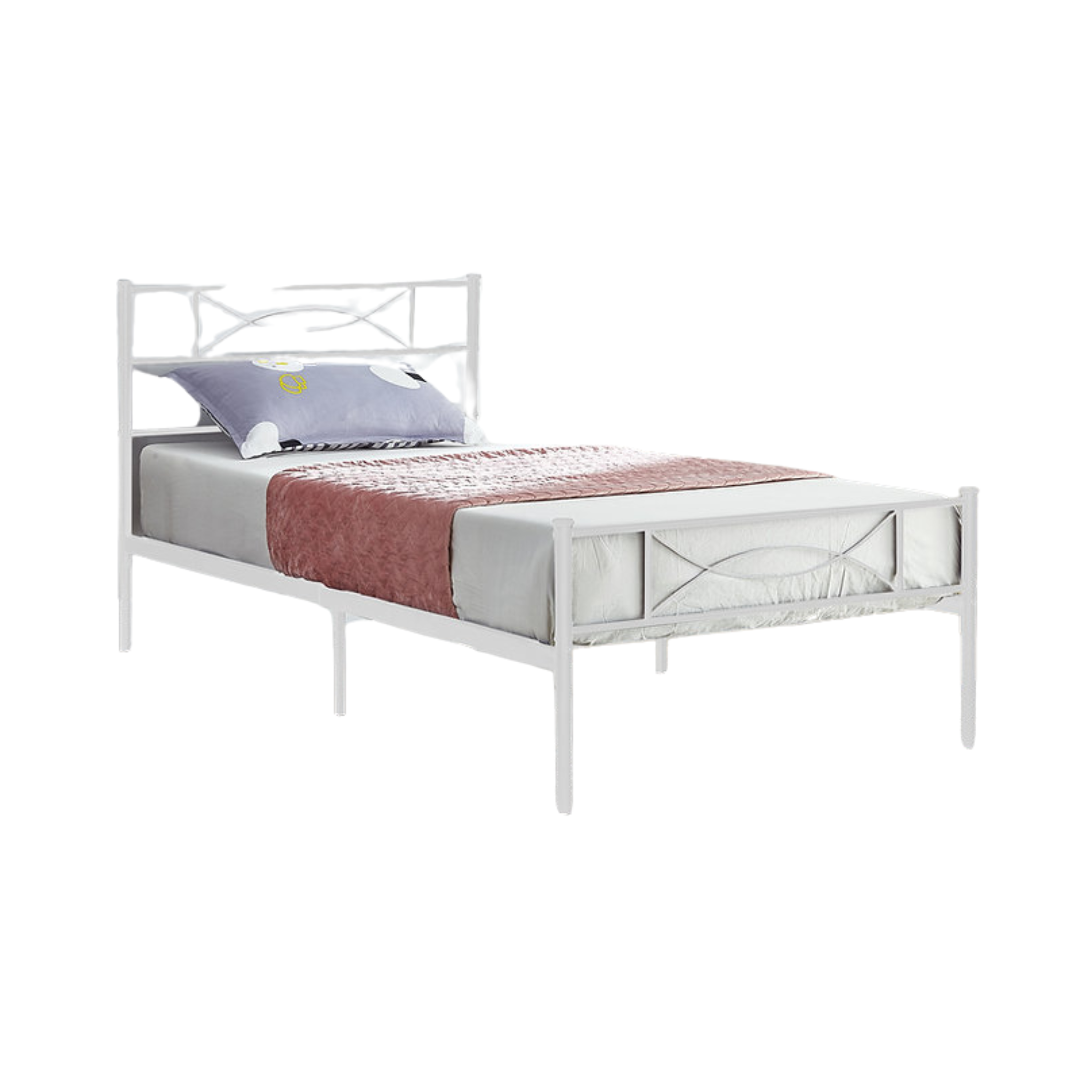 Twin Bed - White Metal Bed 154W