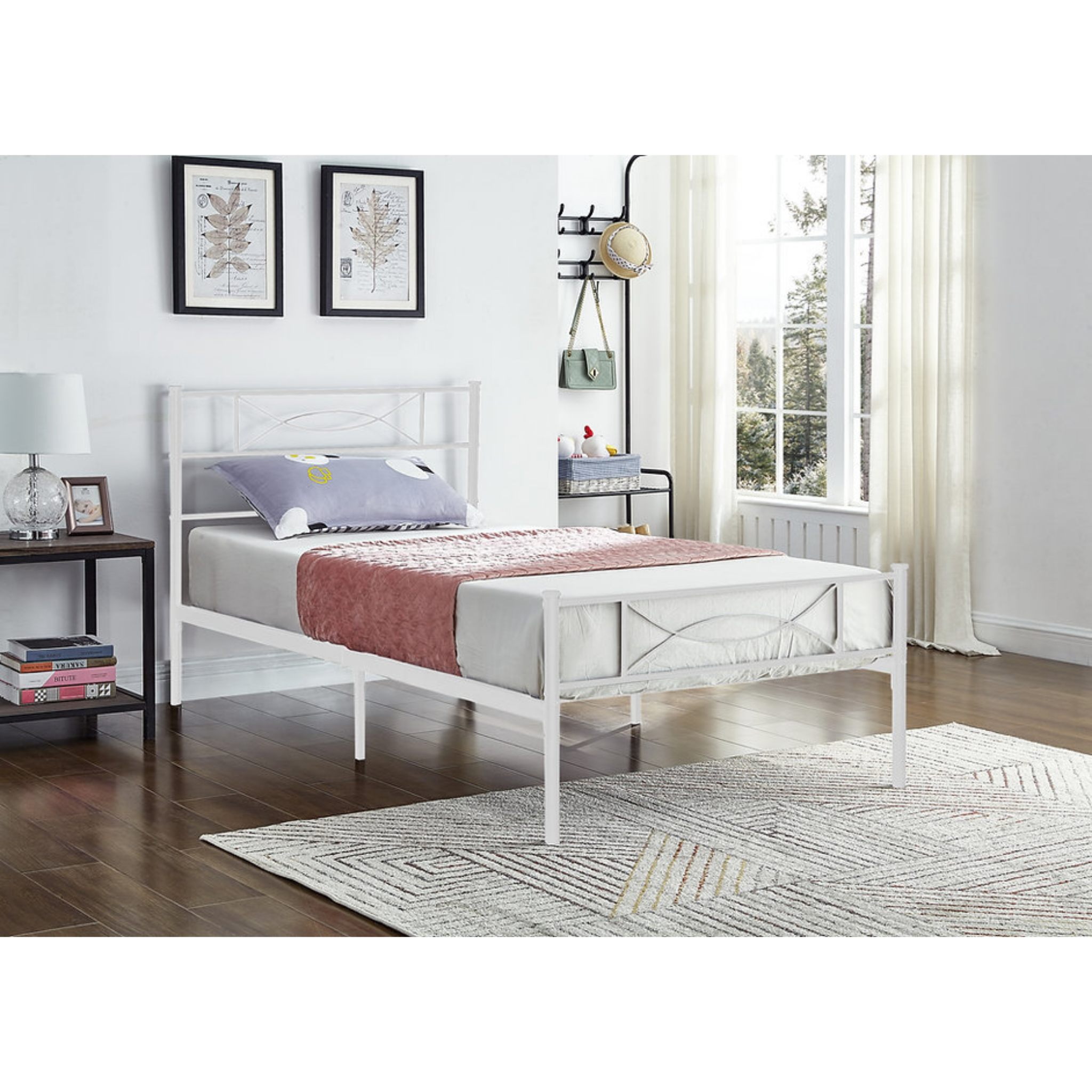 Lit double en métal blanc 154W