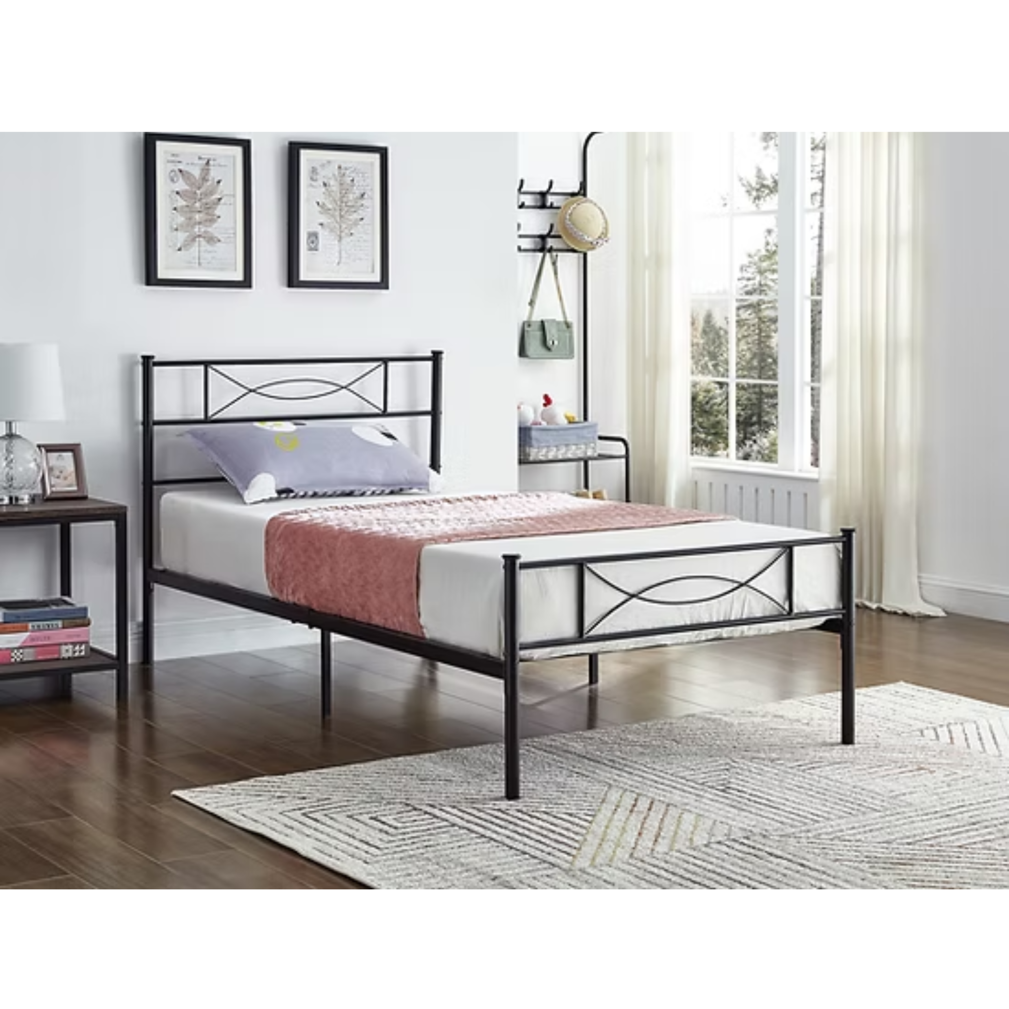 Twin Bed - Black Metal Bed 154B