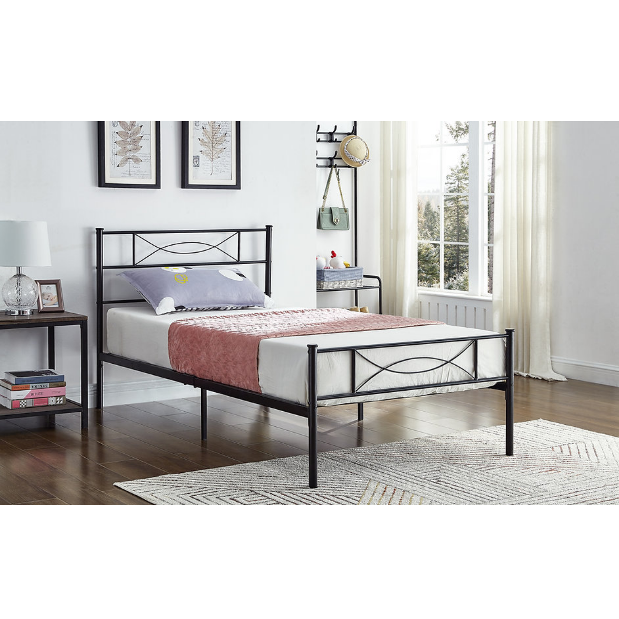 Lit double - Lit en métal noir 154B