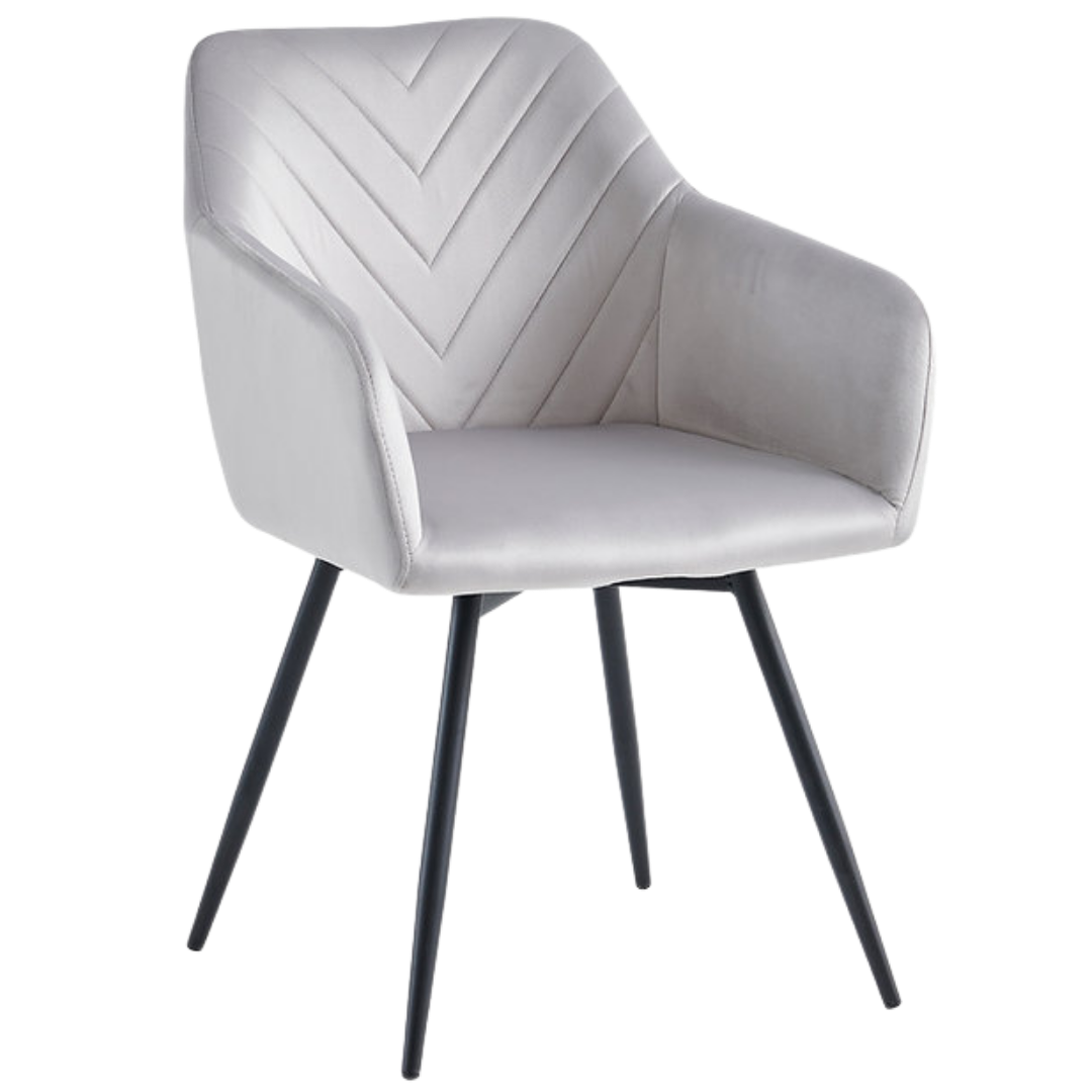 Torino – Dining Set – White Marble Look / Light Grey Velvet