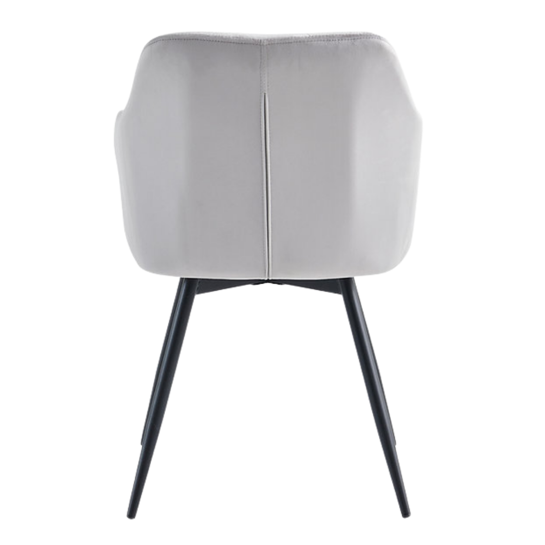 Torino – Dining Set – White Marble Look / Light Grey Velvet