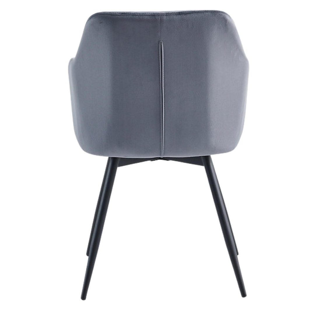 Torino – Dining Set – White Marble Look / Dark Grey Velvet